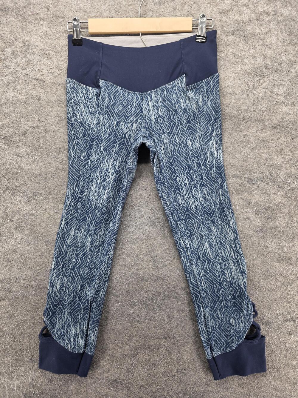 PrAna Leggings Womens XS Blue Ankle Yoga Polyester Spandex Geometric Stretch